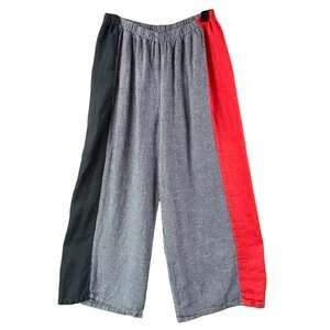 KHANGURA Linen Pants Size M Art To Wear Wide Leg Boho Beach Art To Wear